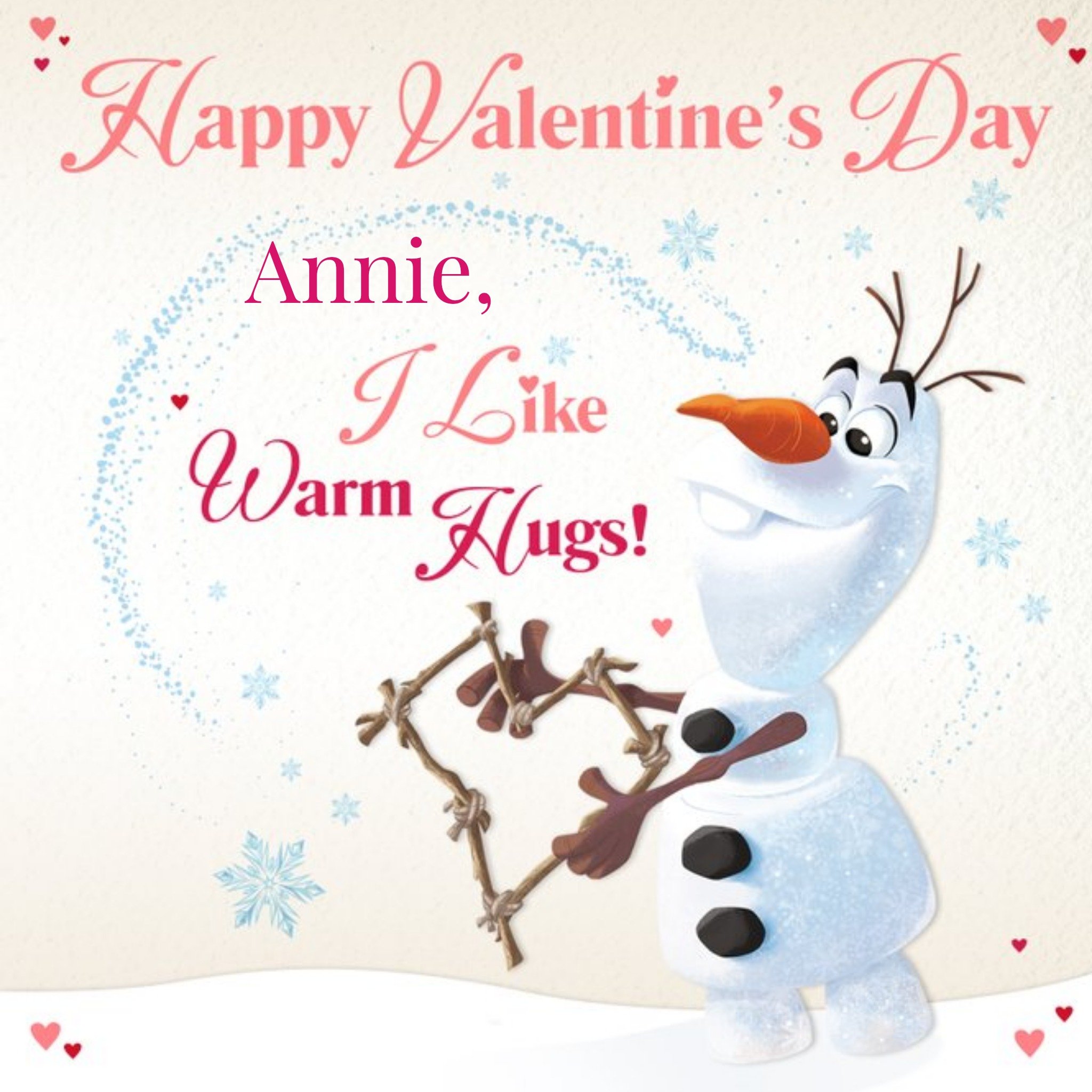 Frozen Olaf The Snowman Happy Valentines Day Card, Square