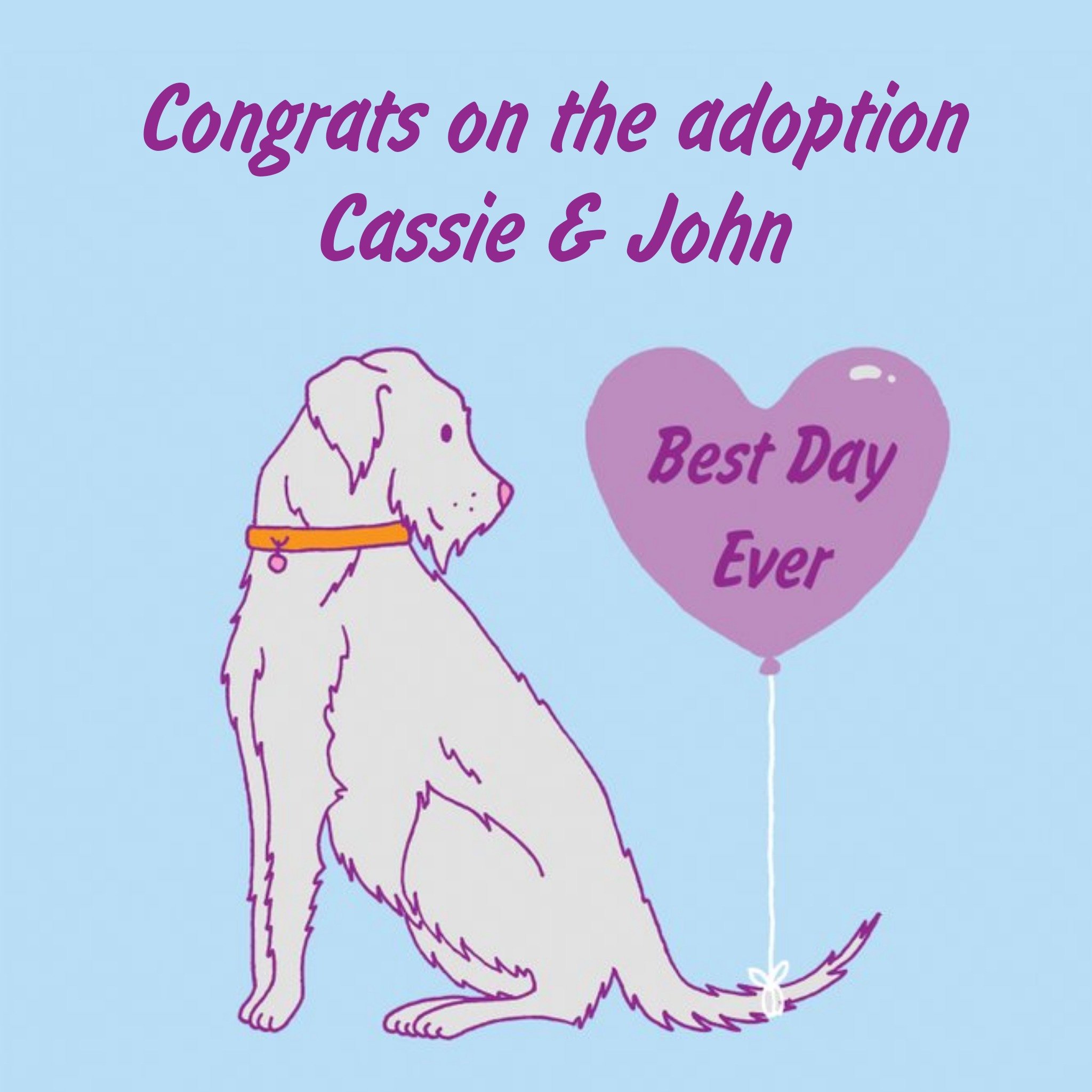 Dog Adoption Congratulations Card, Square