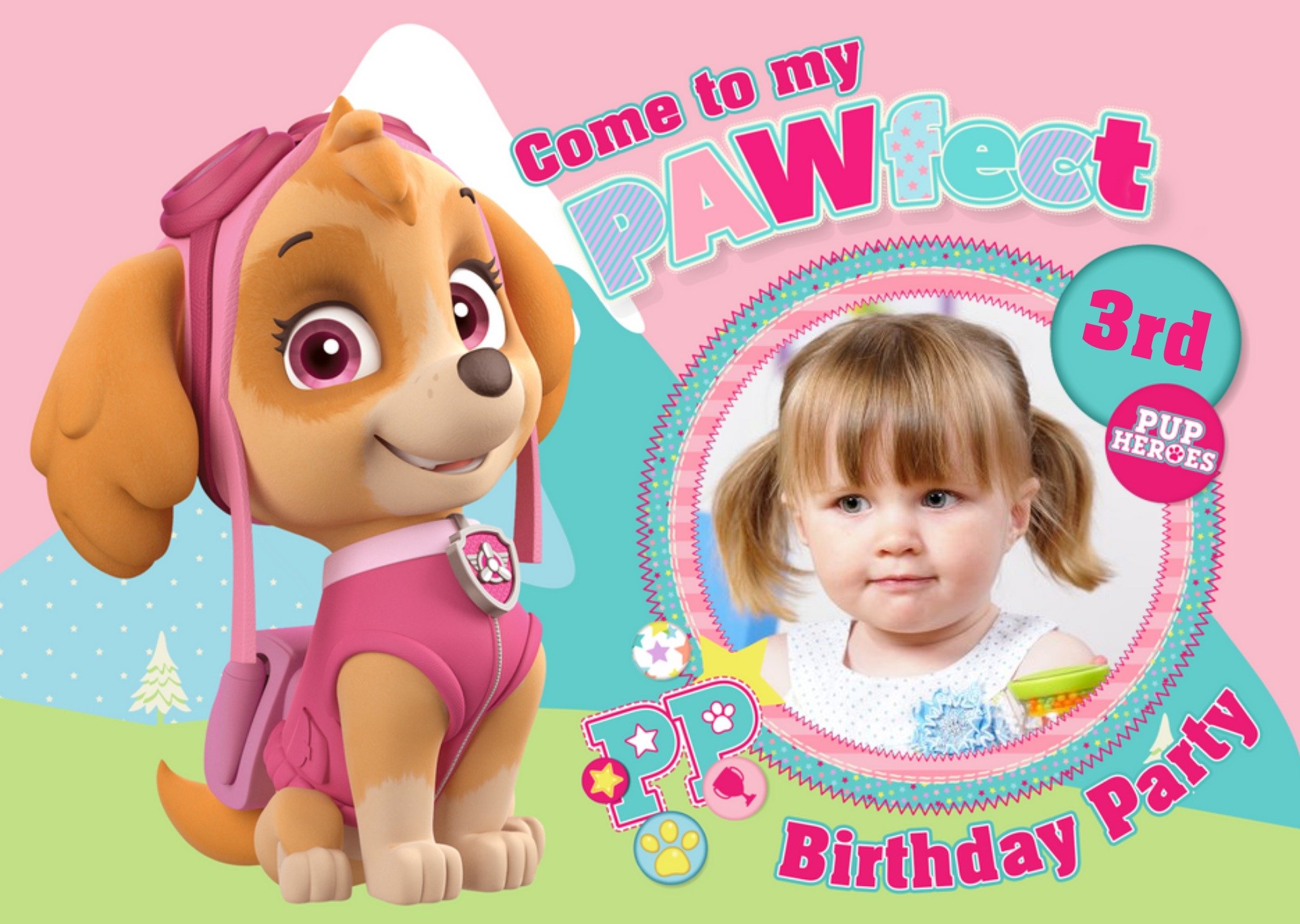 Paw Patrol Photo Upload Birthday Party Invitation Ecard