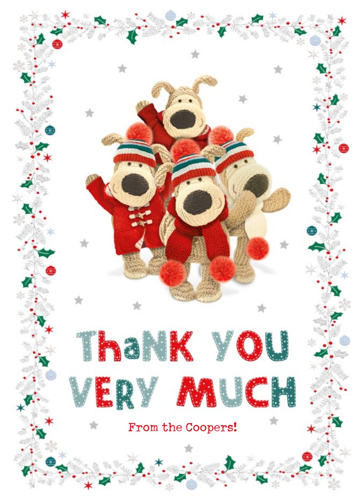Boofle Christmas Thank You Very Much Card From The Family, Large