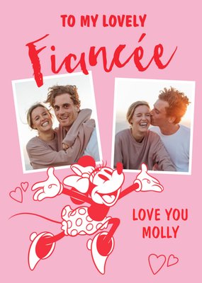 Minnie Mouse Lovely Fiancée Photo Upload Valentine's Day Card