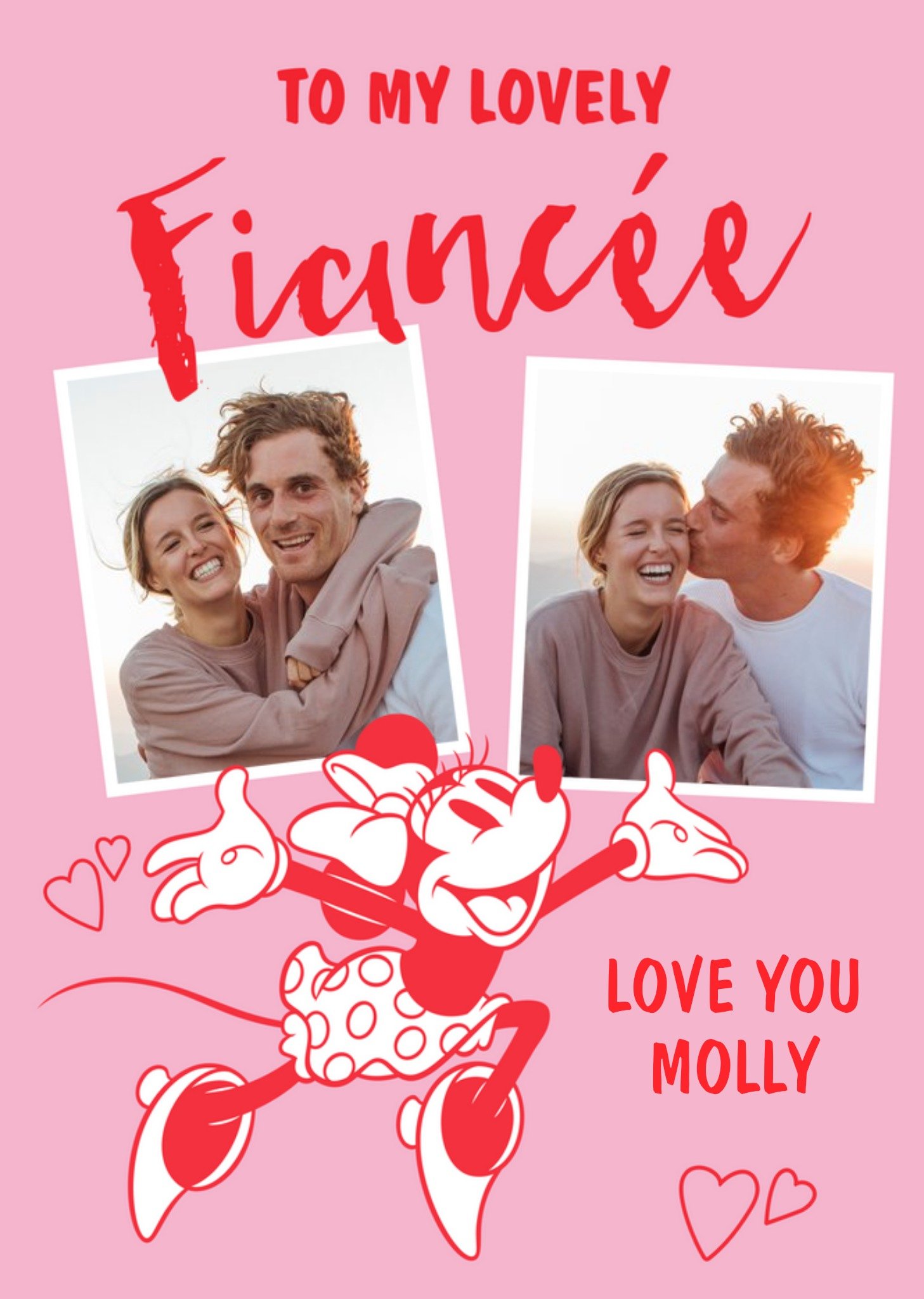 Mickey Mouse Minnie Mouse Lovely Fiancee Photo Upload Valentine's Day Card Ecard