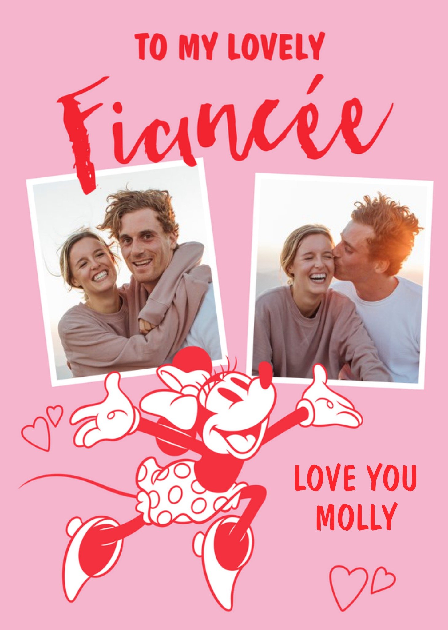 Mickey Mouse Minnie Mouse Lovely Fiancée Photo Upload Valentine's Day Card Ecard