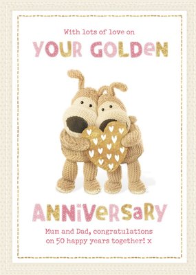 Boofle cute sentimental 50th Golden Anniversary card for Mum and Dad