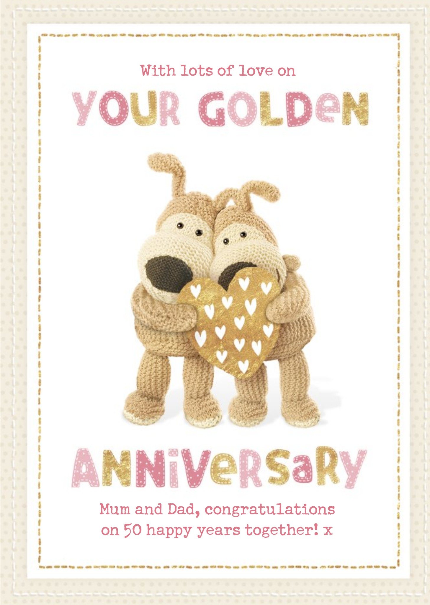 Boofle Cute Sentimental 50th Golden Anniversary Card For Mum And Dad, Large