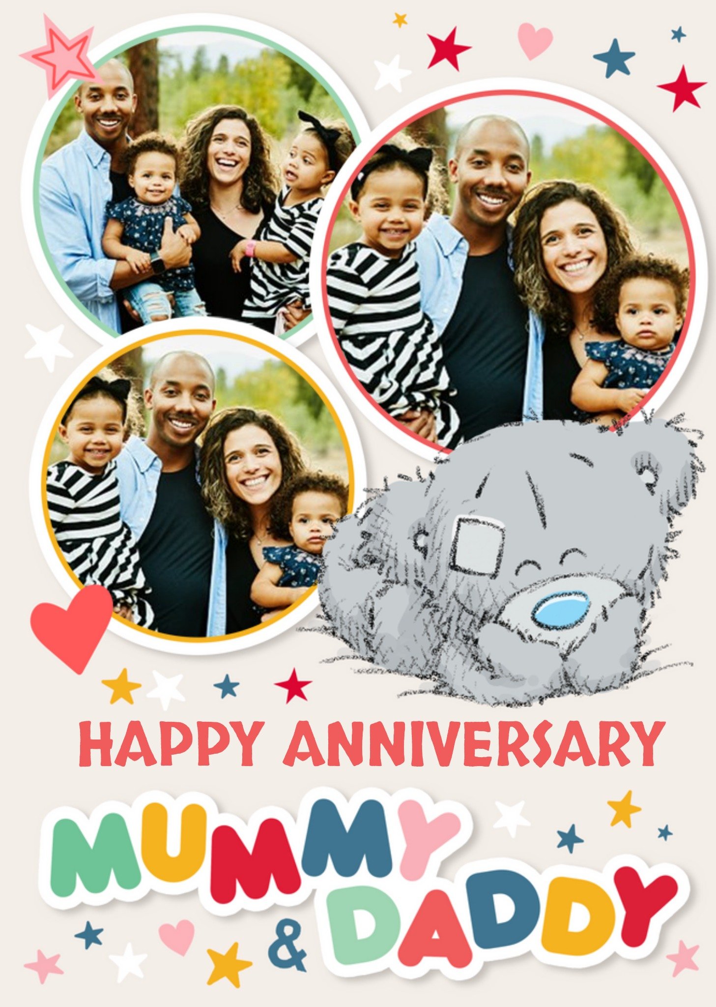 Me To You Tatty Teddy Happy Anniversary Mummy & Daddy Photo Upload Card Ecard