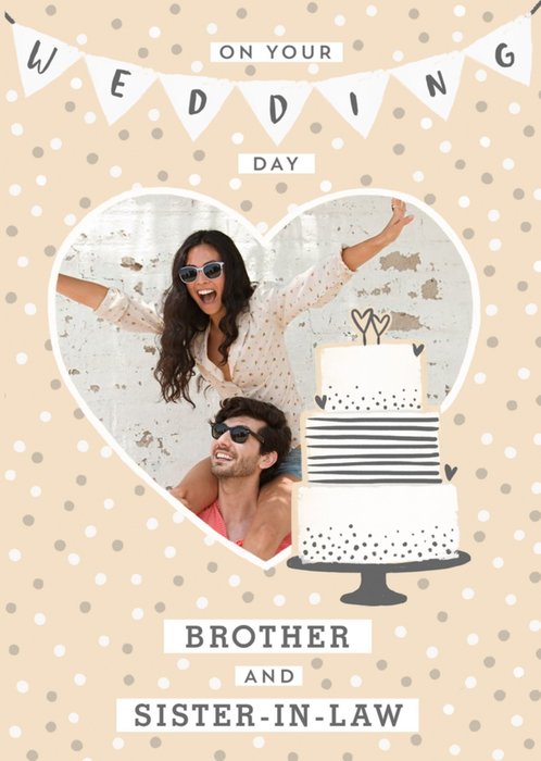 Cute Illustrated Polka Dot Photo Upload Wedding Day Card