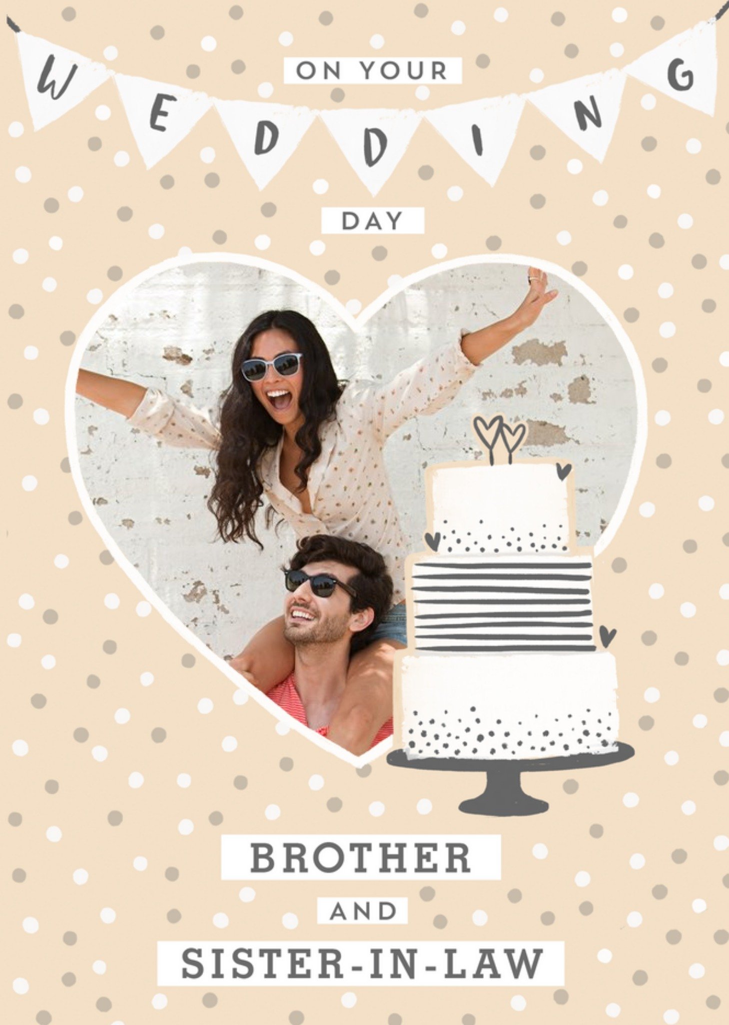 Cute Illustrated Polka Dot Photo Upload Wedding Day Card Ecard