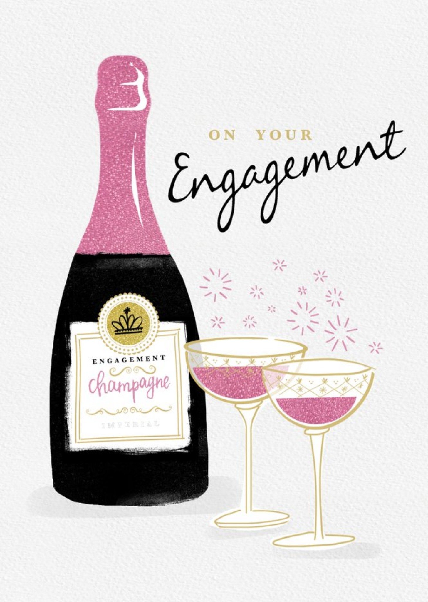 Moonpig On Your Engagement Champagne Bubbles Card, Large