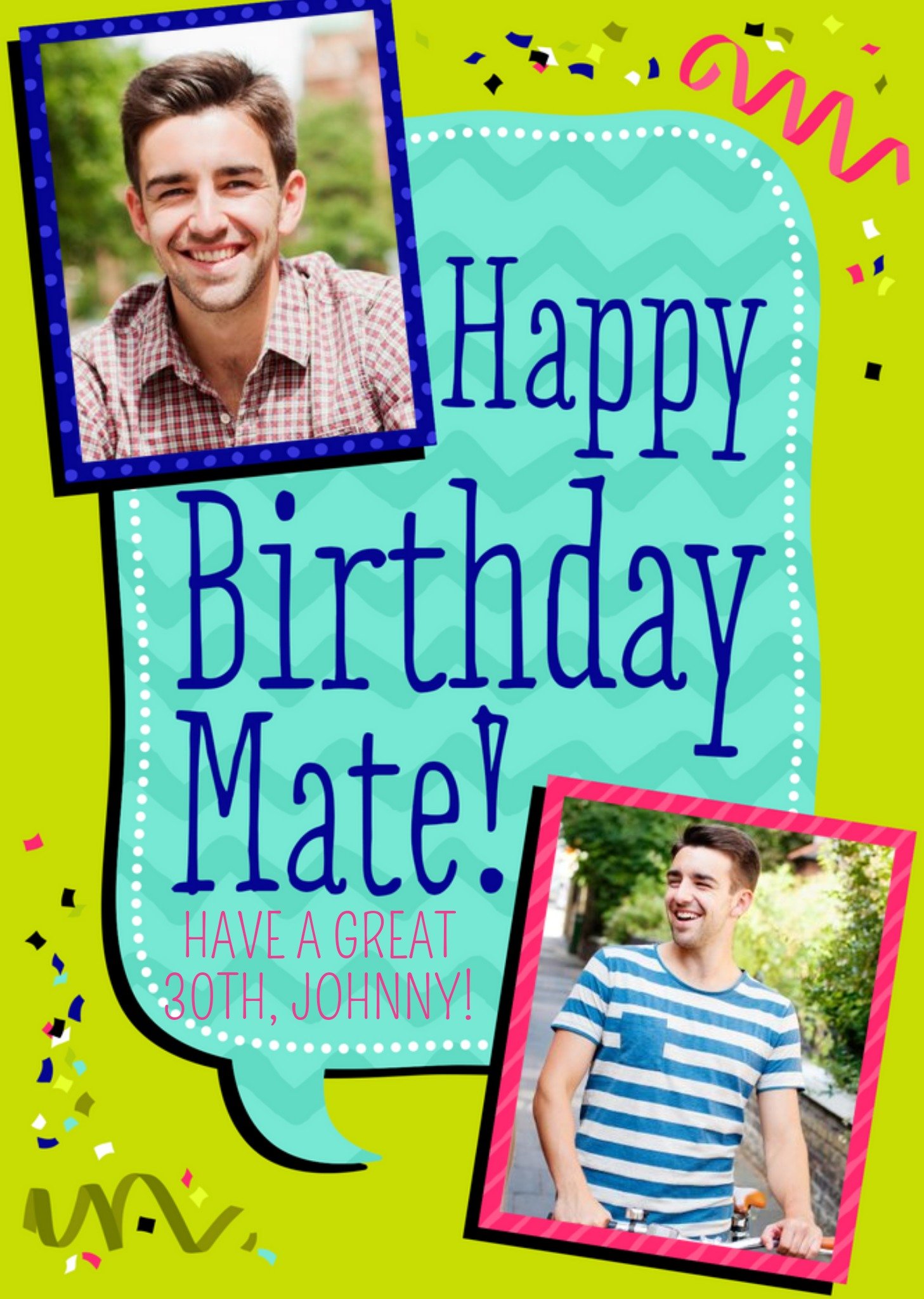 Colourful Captions Happy Birthday Multi-Photo Card Ecard