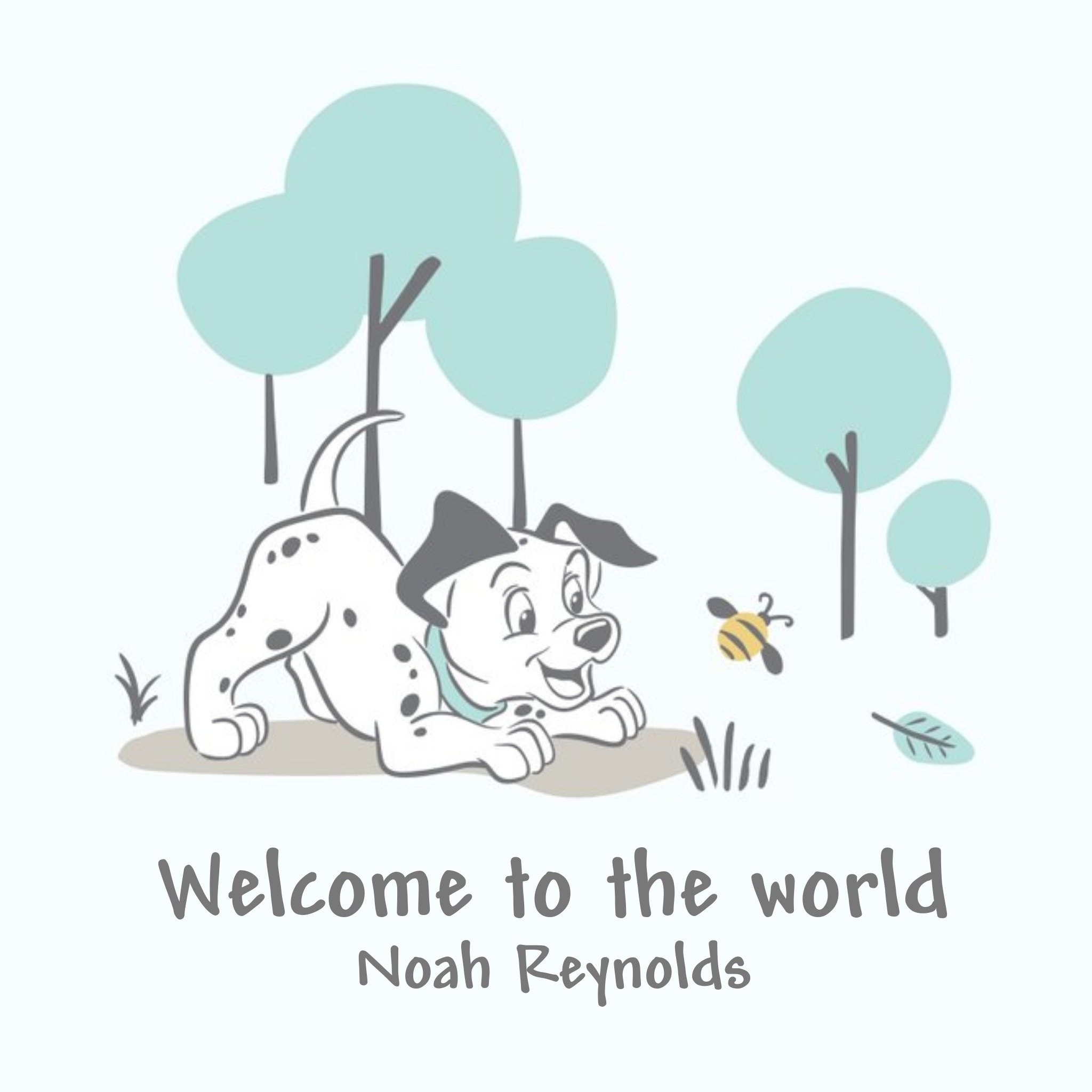 Disney Dalmatians Welcome To The World New Baby Boy Card, Square