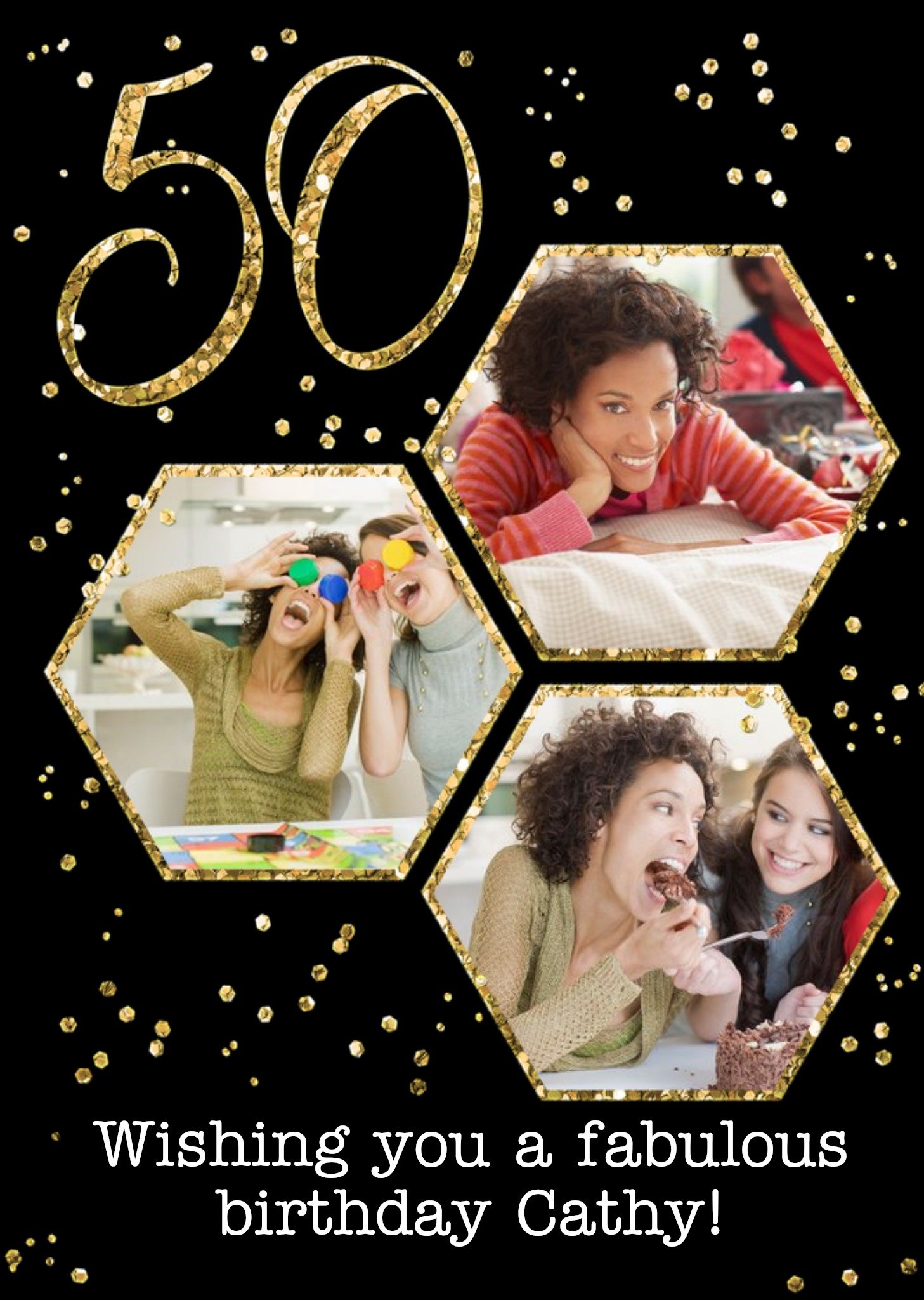 Moonpig 50th Photo Upload Glitter Confetti Birthday Card Ecard