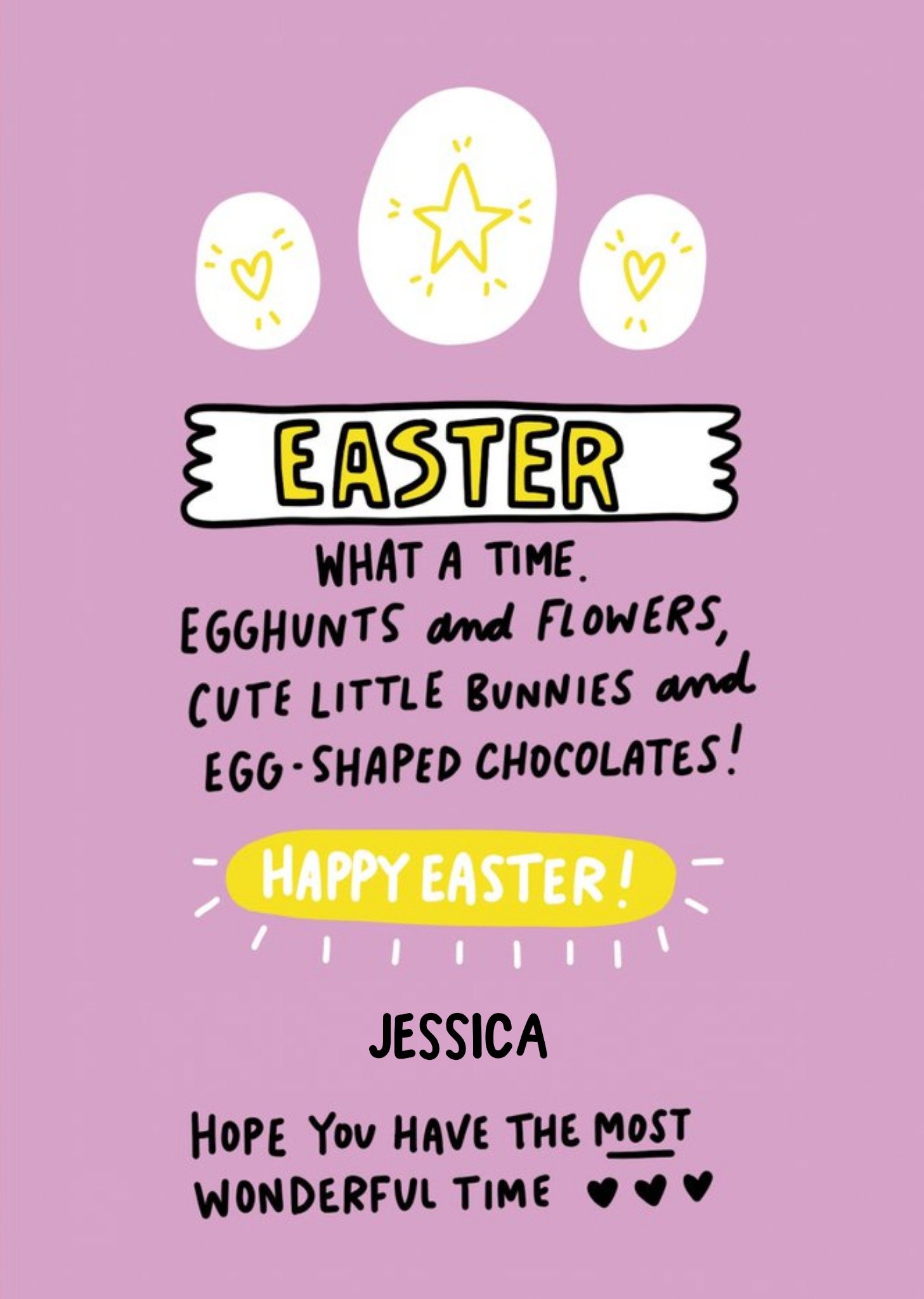 Moonpig Angela Chick Egghunts Bunnies Flowers Chocolates Happy Easter Card, Large