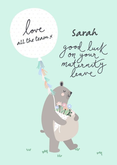 Bear Necessities Maternity Leave Personalised Text Card