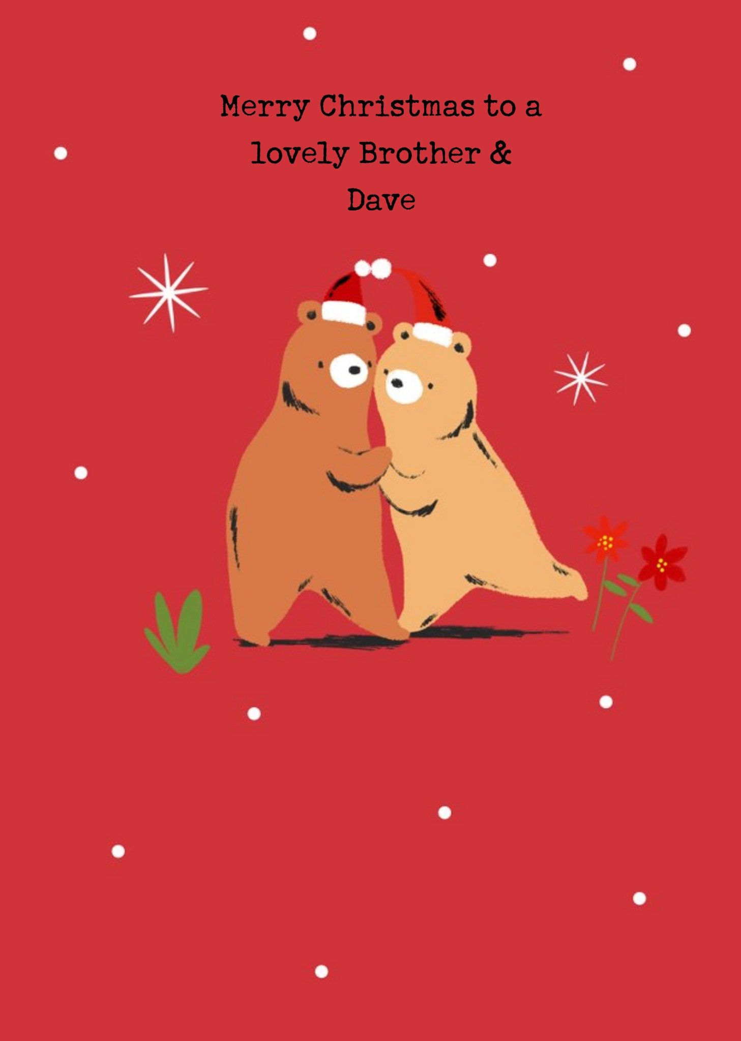 Illustration Of A Pair Of Dancing Bears With Christmas Hats On A Red Background Christmas Card Ecard