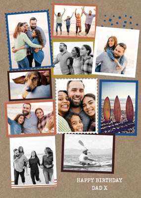 Modern Photo Upload Collage Happy Birthday Dad Card