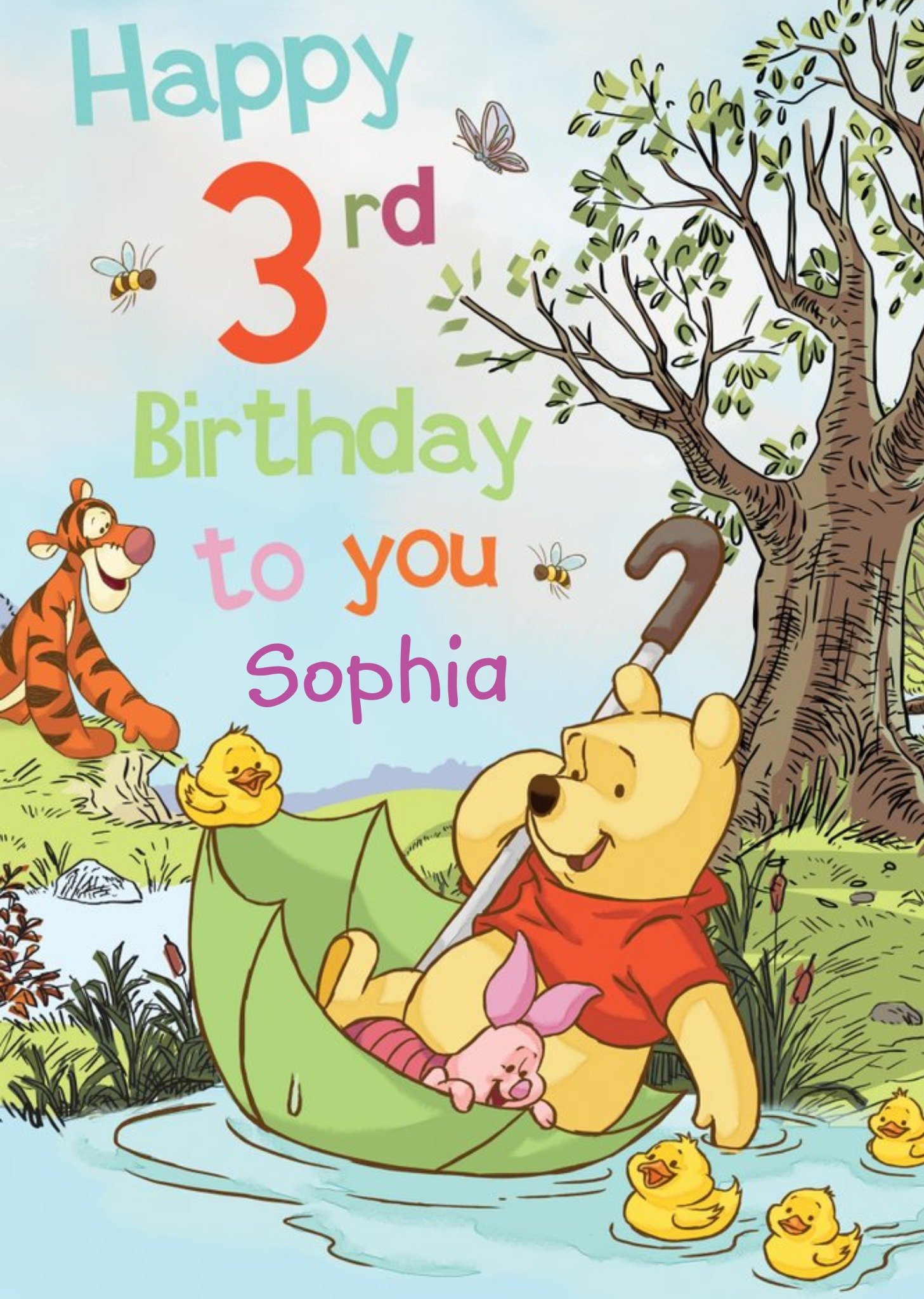 Disney Winnie The Pooh Happy Birthday To You Personalised Card Ecard