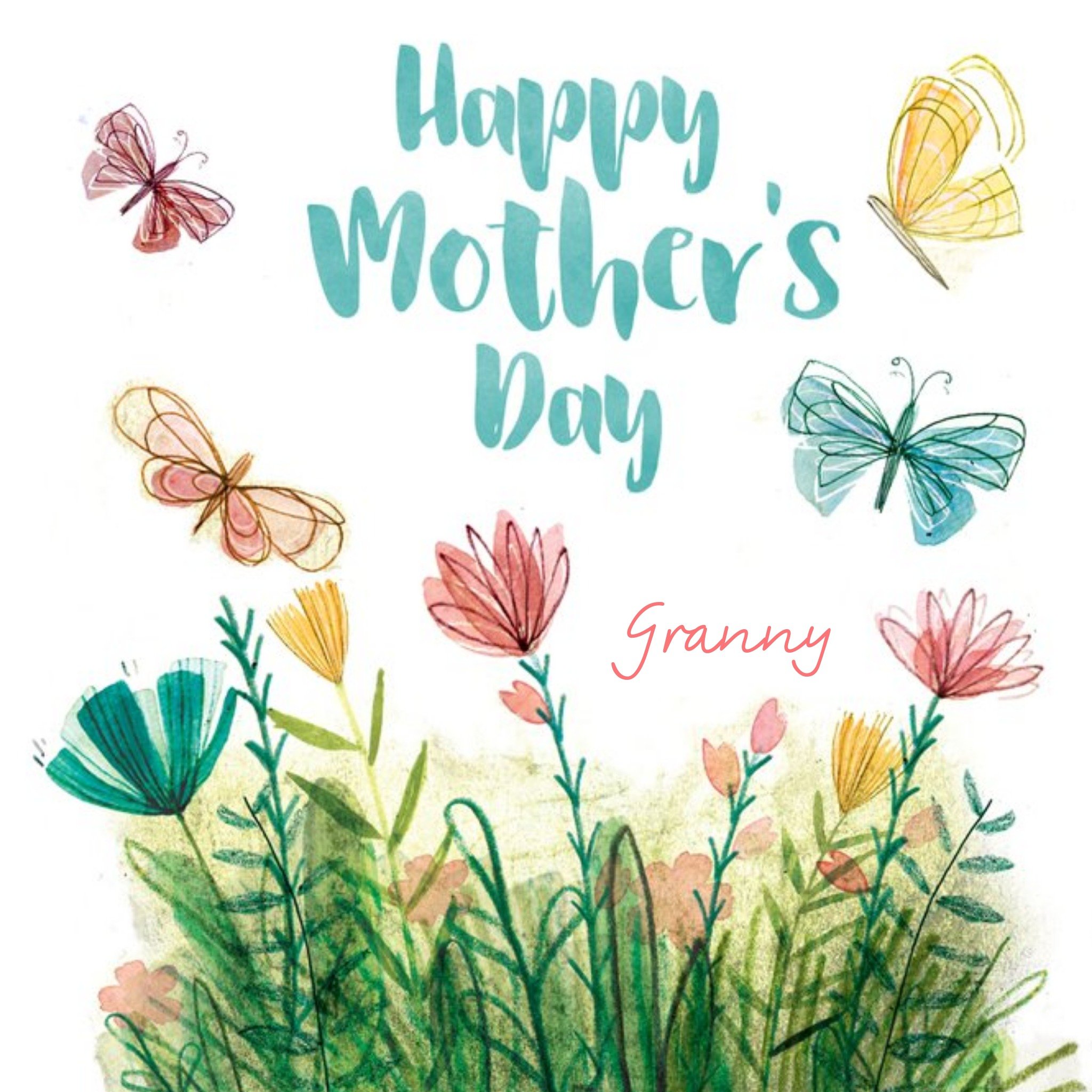 Mother's Day Card - Granny - Floral, Square