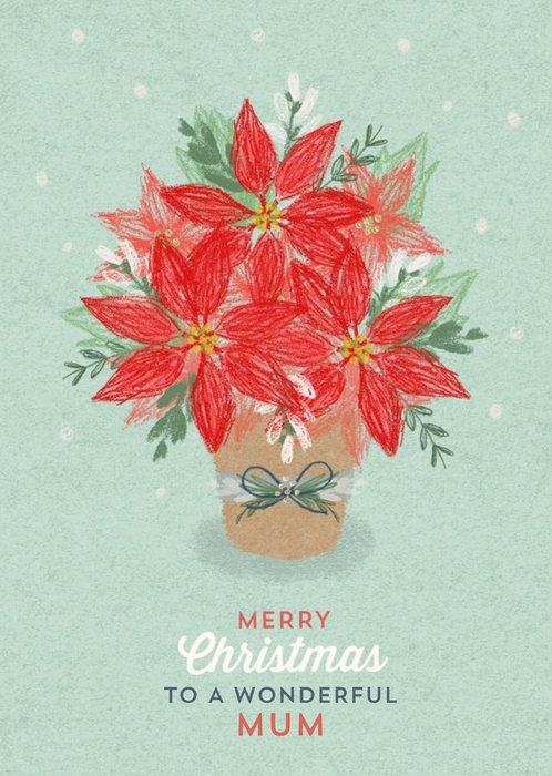 Christmas Card - Merry Christmas - Wonderful Mum - Poinsettia