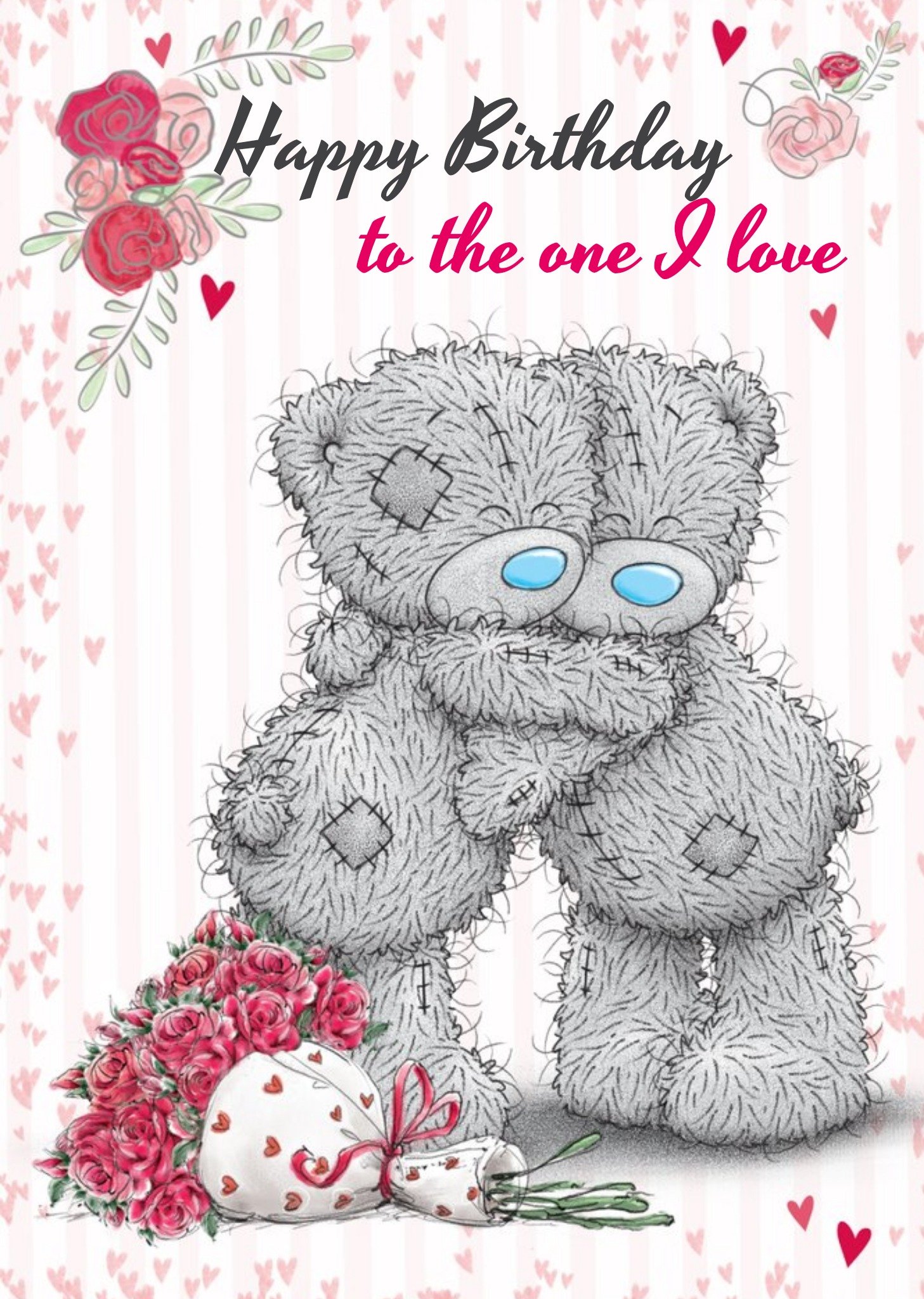 Me To You Tatty Teddy Hugs And Roses Personalised One I Love Birthday Card Ecard