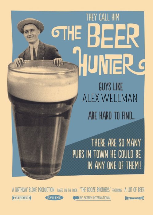 Retro They Call Him The Beer Hunter Personalised Card