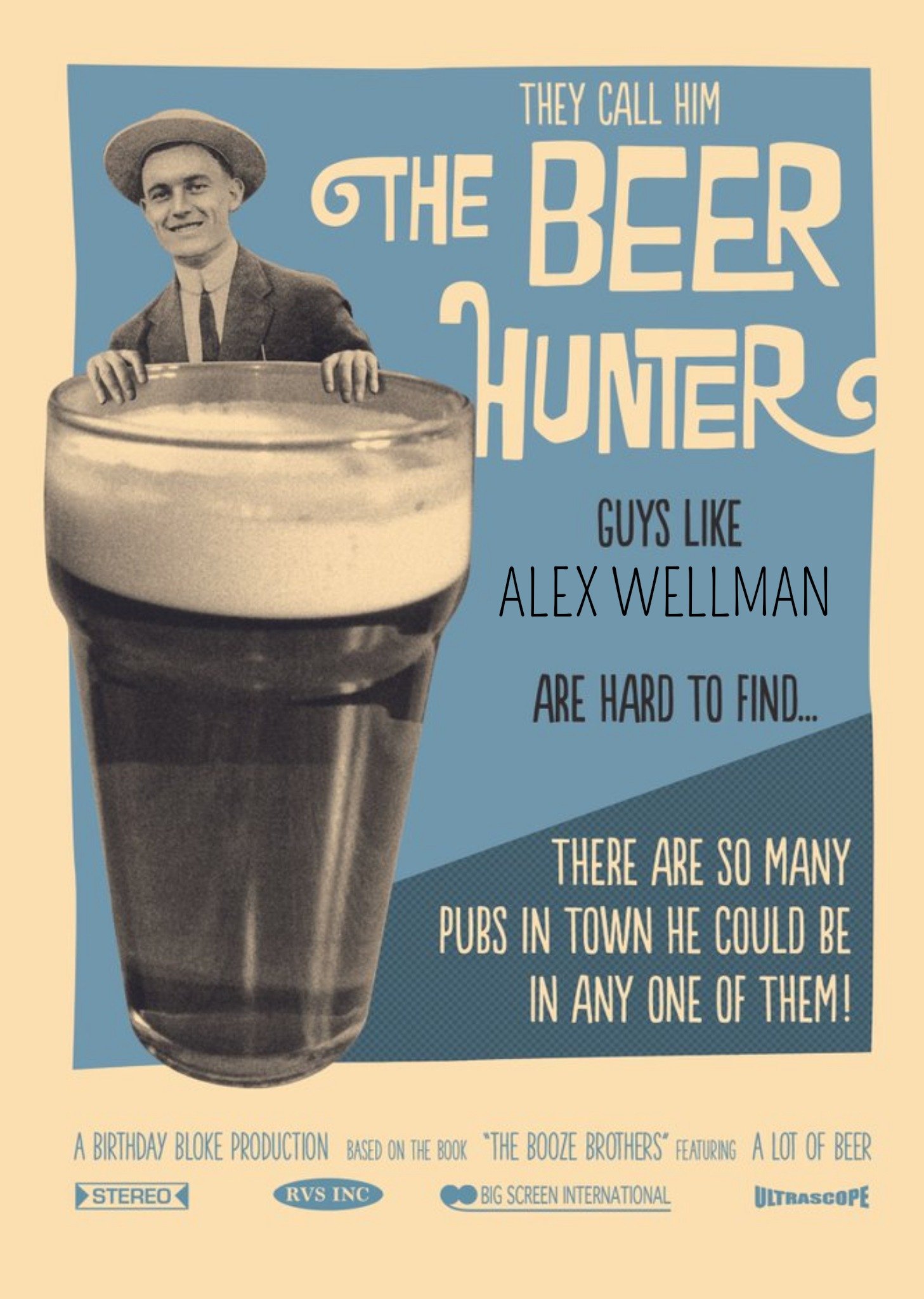 Retro They Call Him The Beer Hunter Personalised Card Ecard