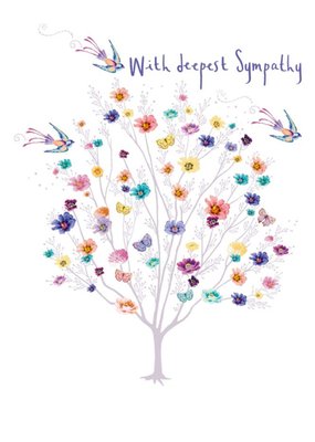 Paperlink Floral Illustration With Sympathy Birds Swifts Card