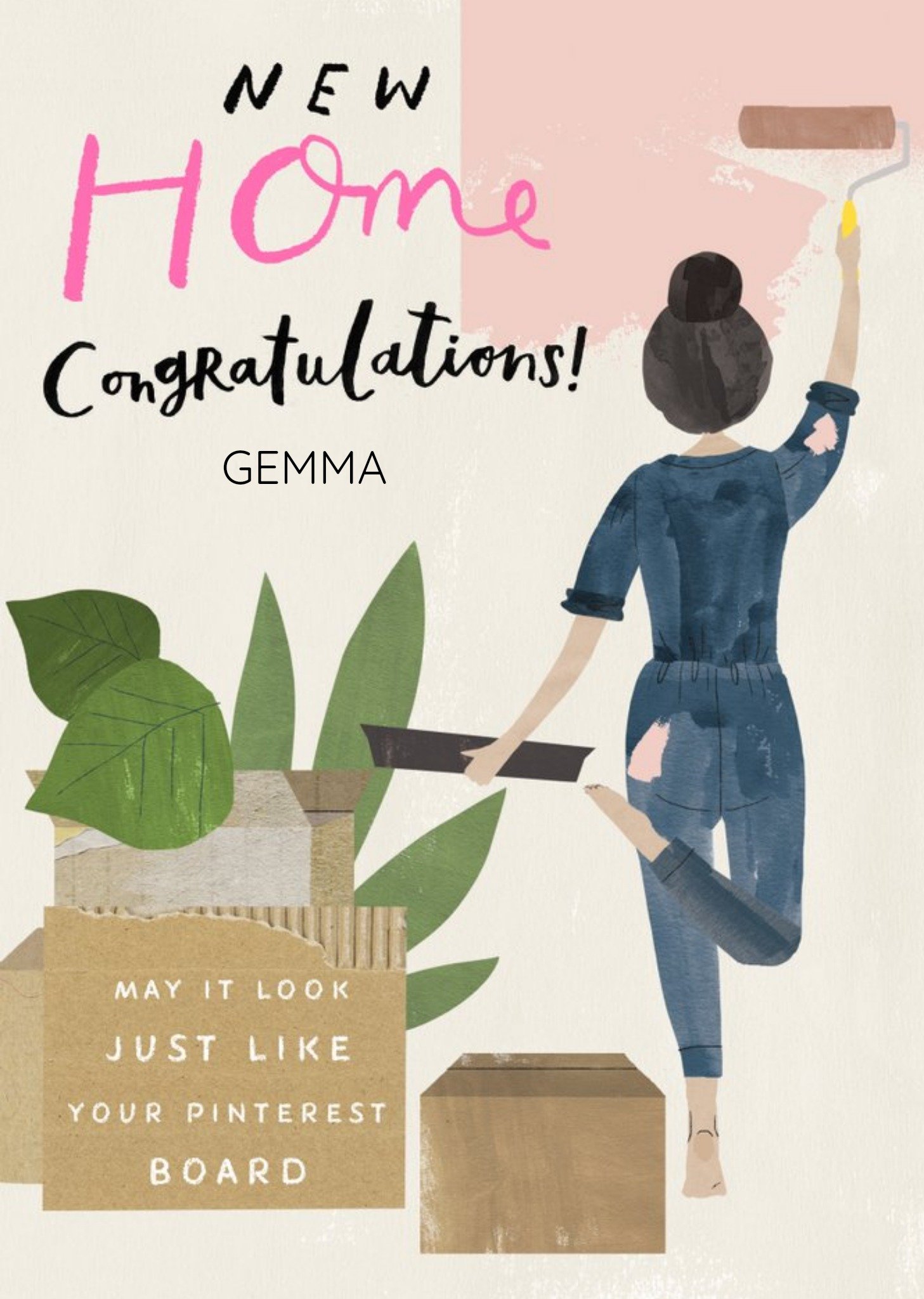 Editable Illustrative Congratulations New Home Card