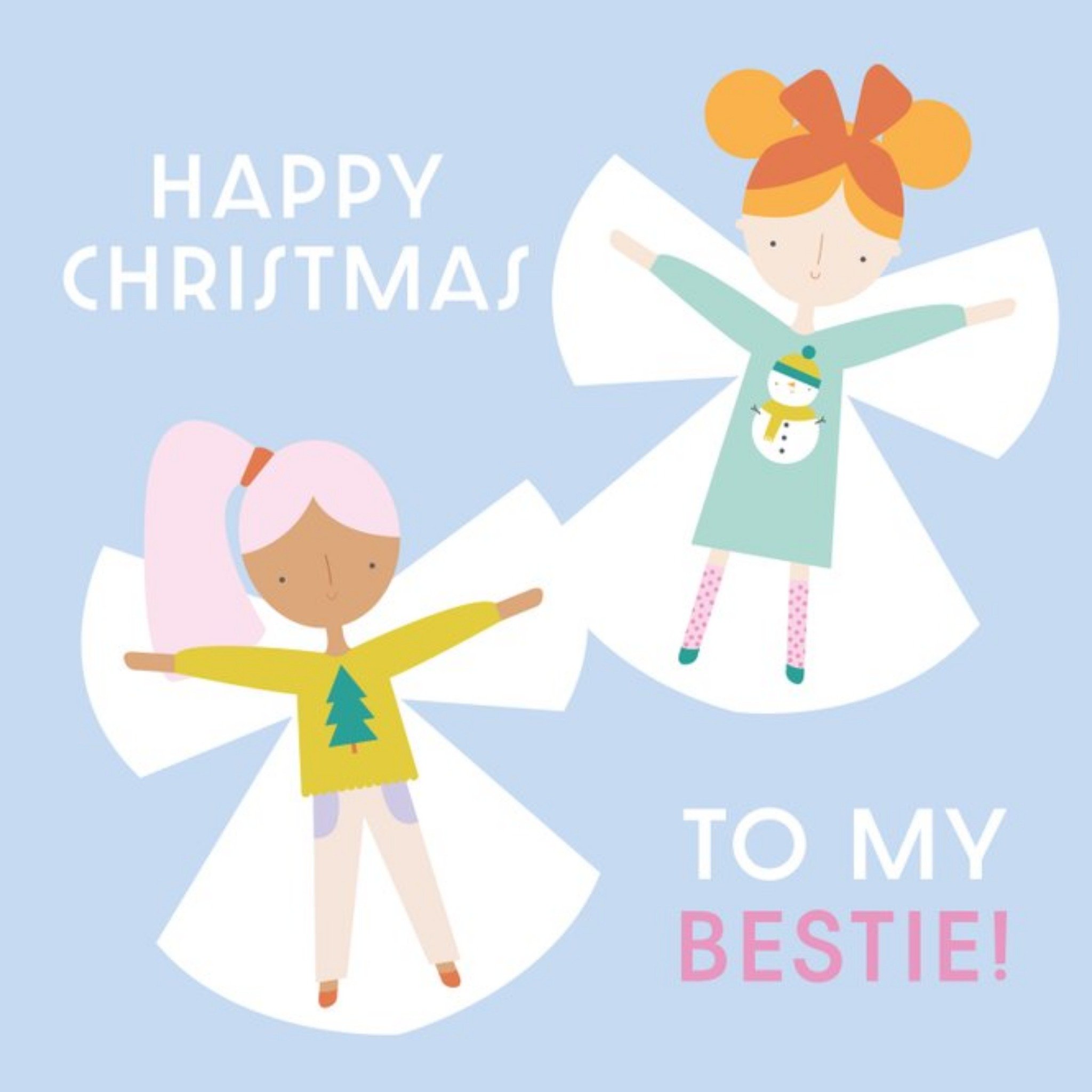 Moonpig Cute Happy Christmas To My Bestie Card, Square