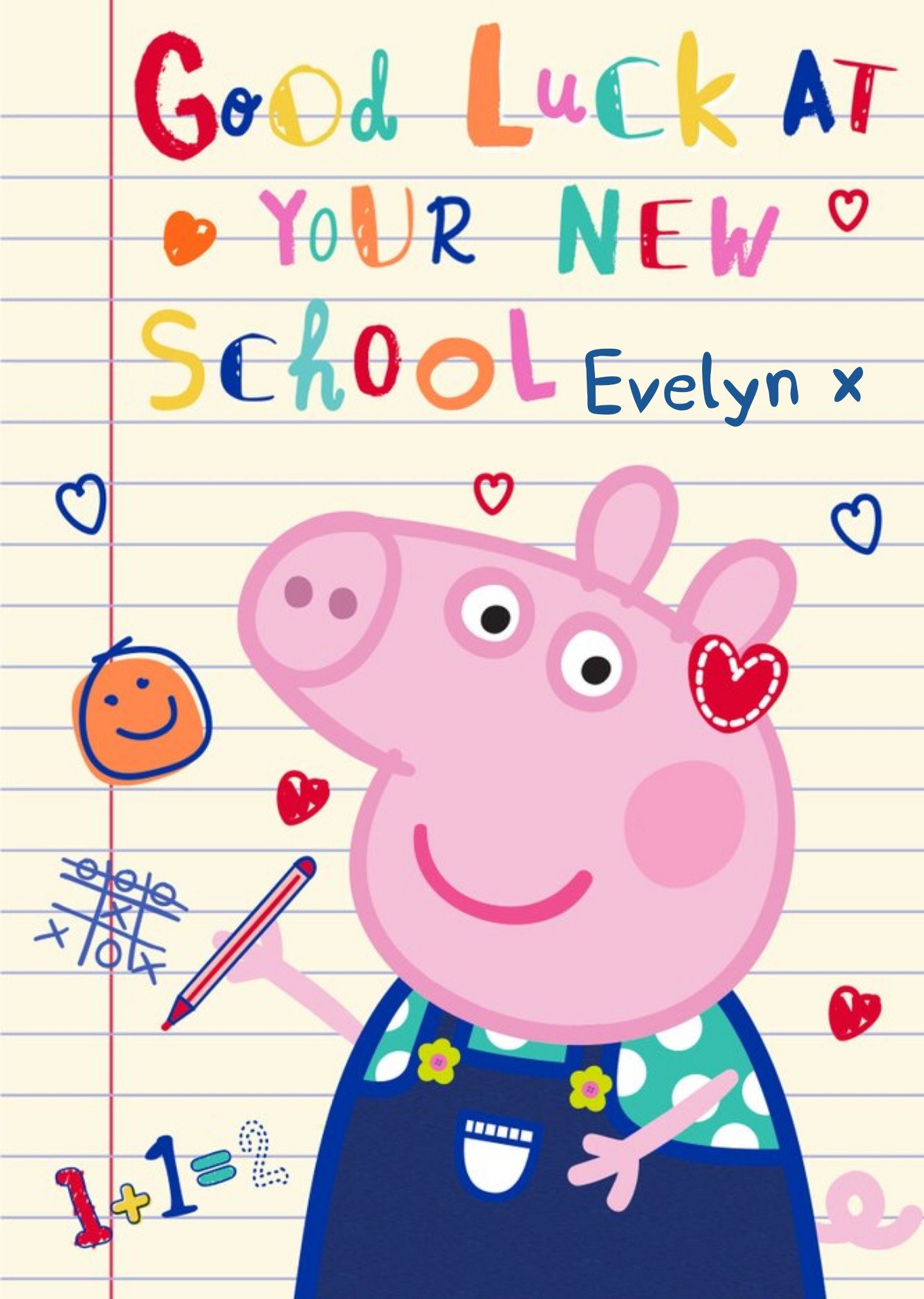 Peppa Pig New School Personalised Card, Large