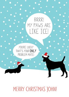 Animal Crackers Ice Paws Funny Christmas Card