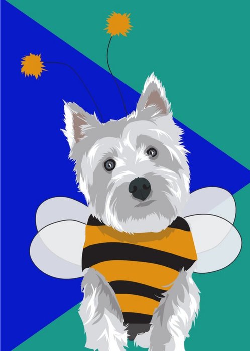 Illustrated Bee Outfit Yorkshire Terrier Card