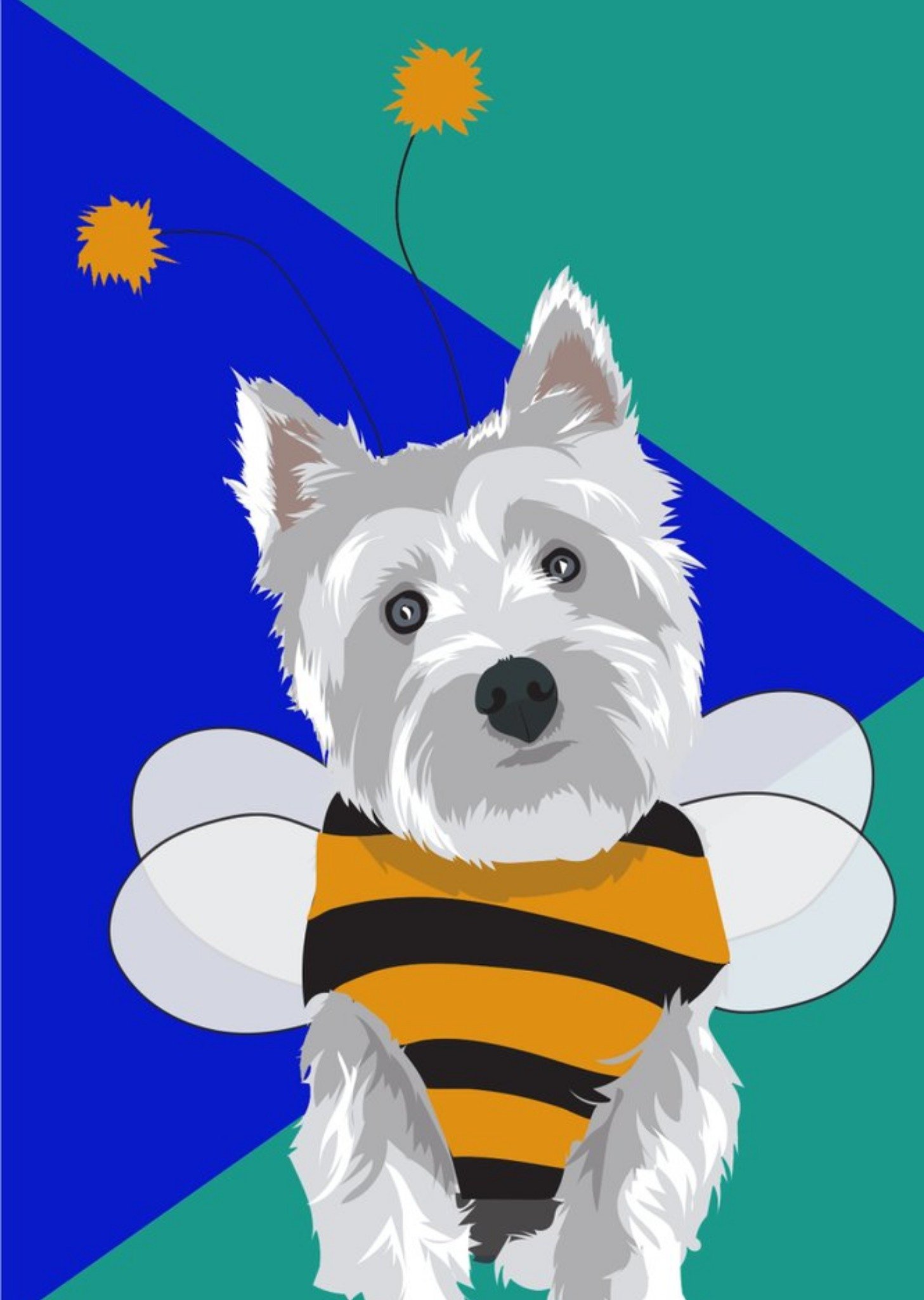 Illustrated Bee Outfit Yorkshire Terrier Card Ecard