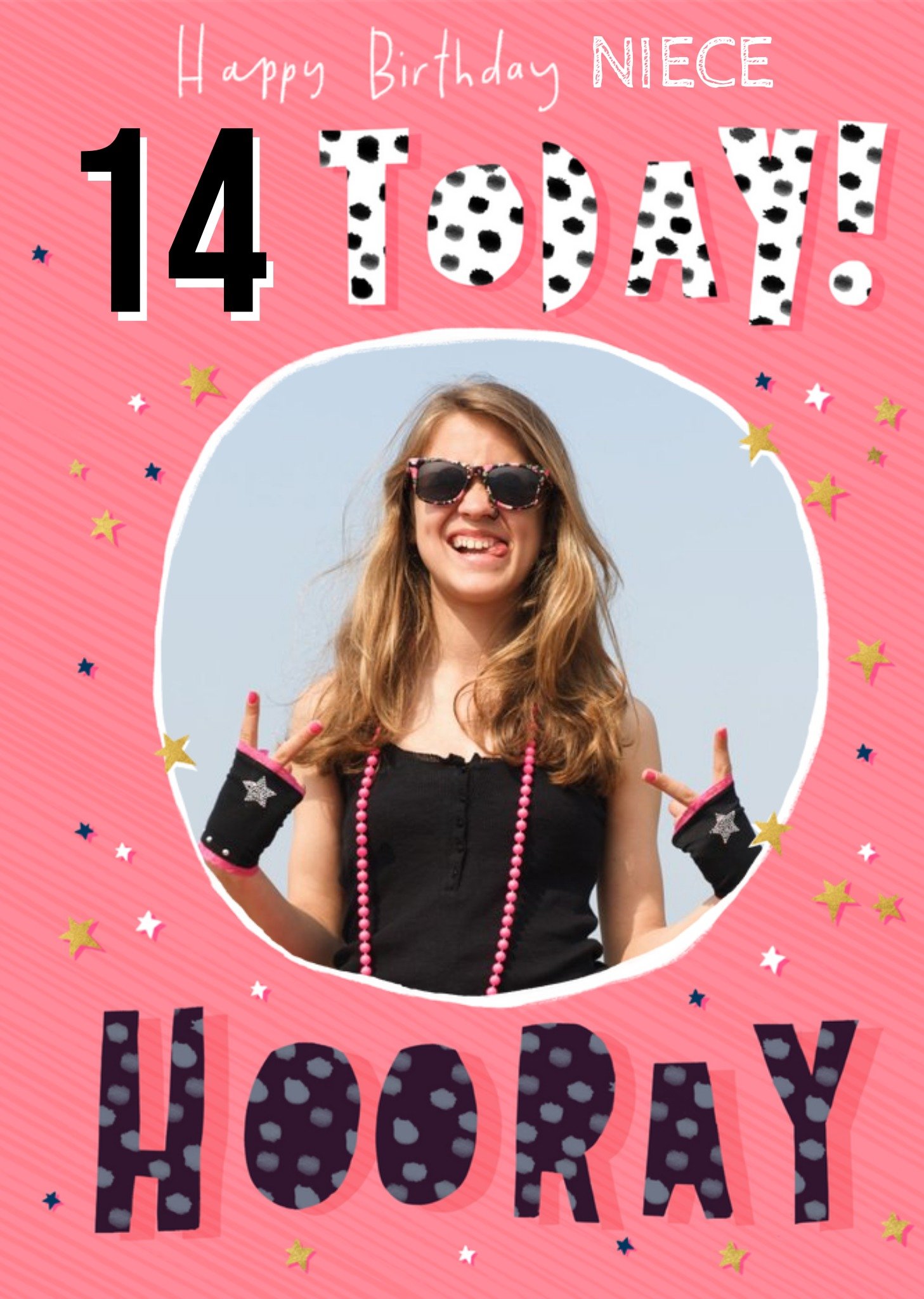 Typographic And Stars Happy Birthday Today Hooray Photo Upload Card