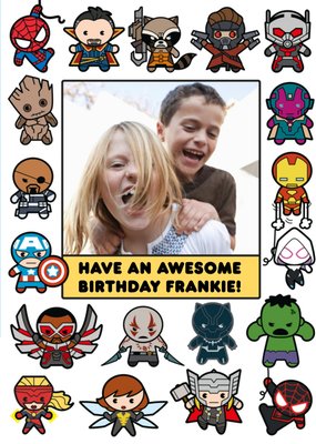 Marvel Comics Cartoon Characters Photo Upload Birthday Card