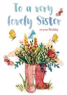 Sister Traditional Birthday card - flowers - gardening