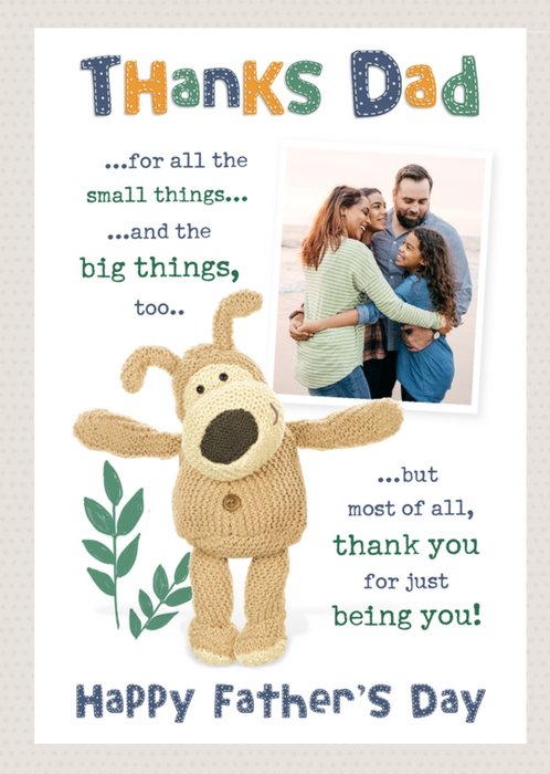 Boofle Thanks Dad sentimental Verse Photo Upload Father's Day Card