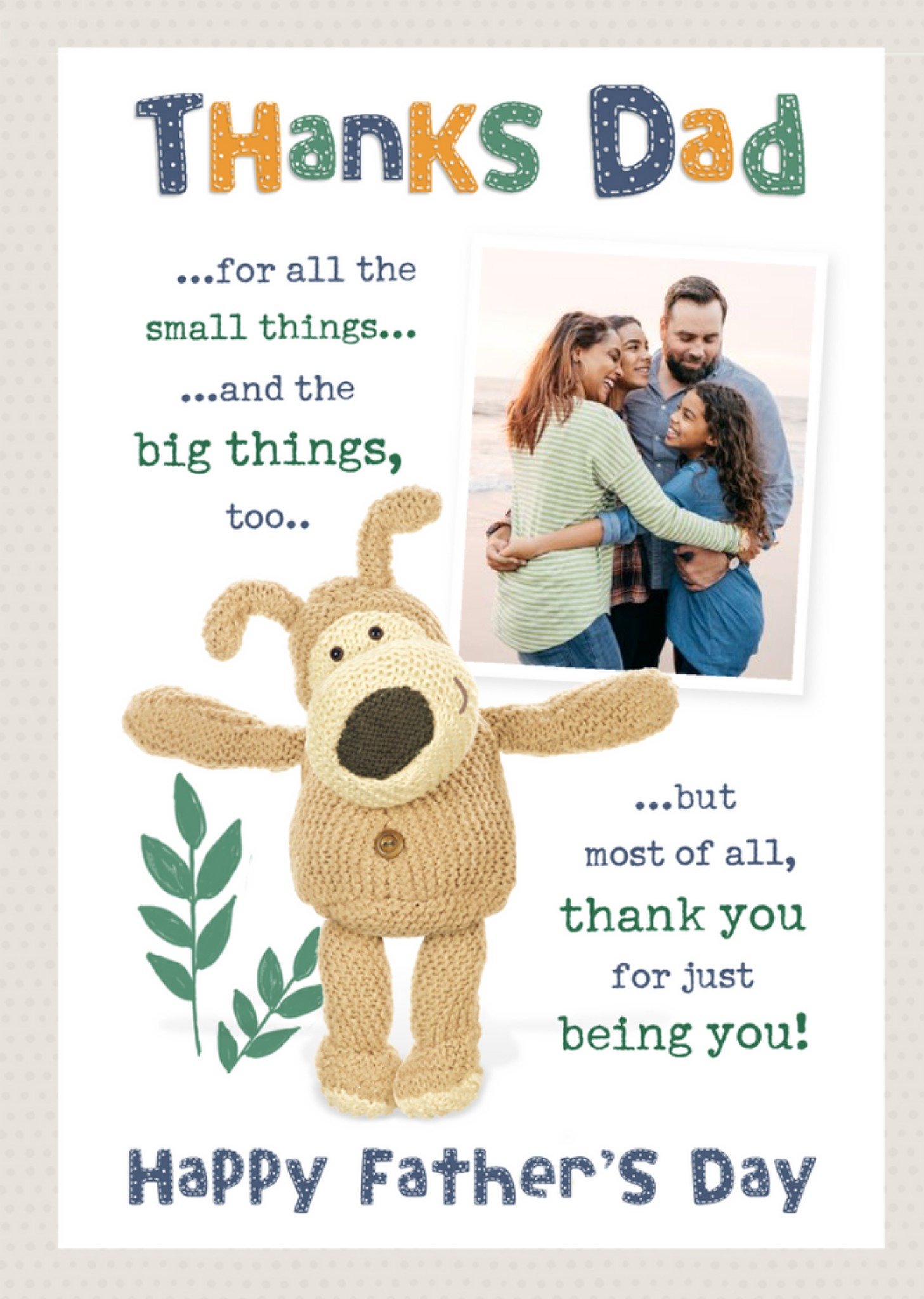 Boofle Thanks Dad Sentimental Verse Photo Upload Father's Day Card Ecard