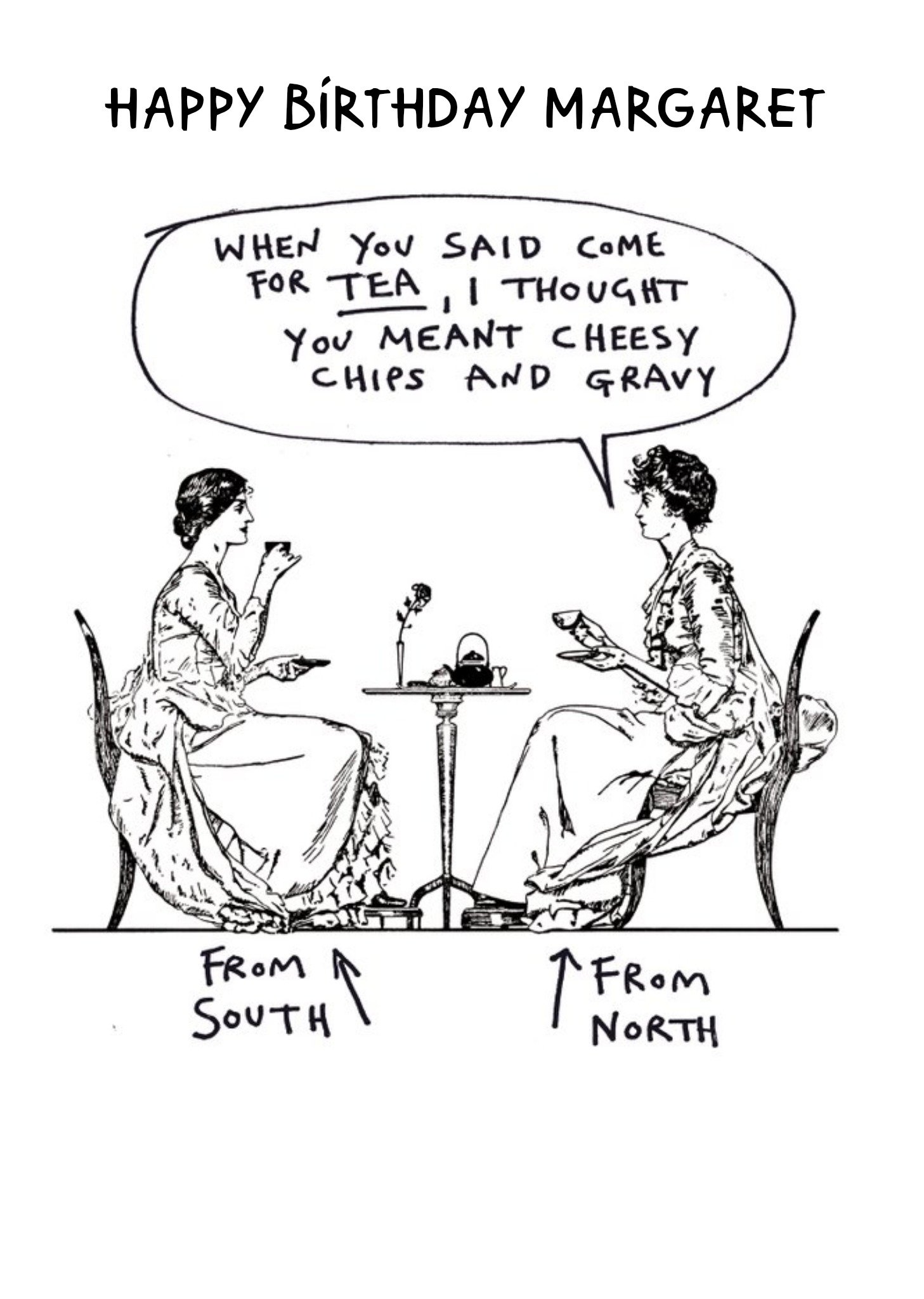 North South Smile Tea Time Personalised Card Ecard