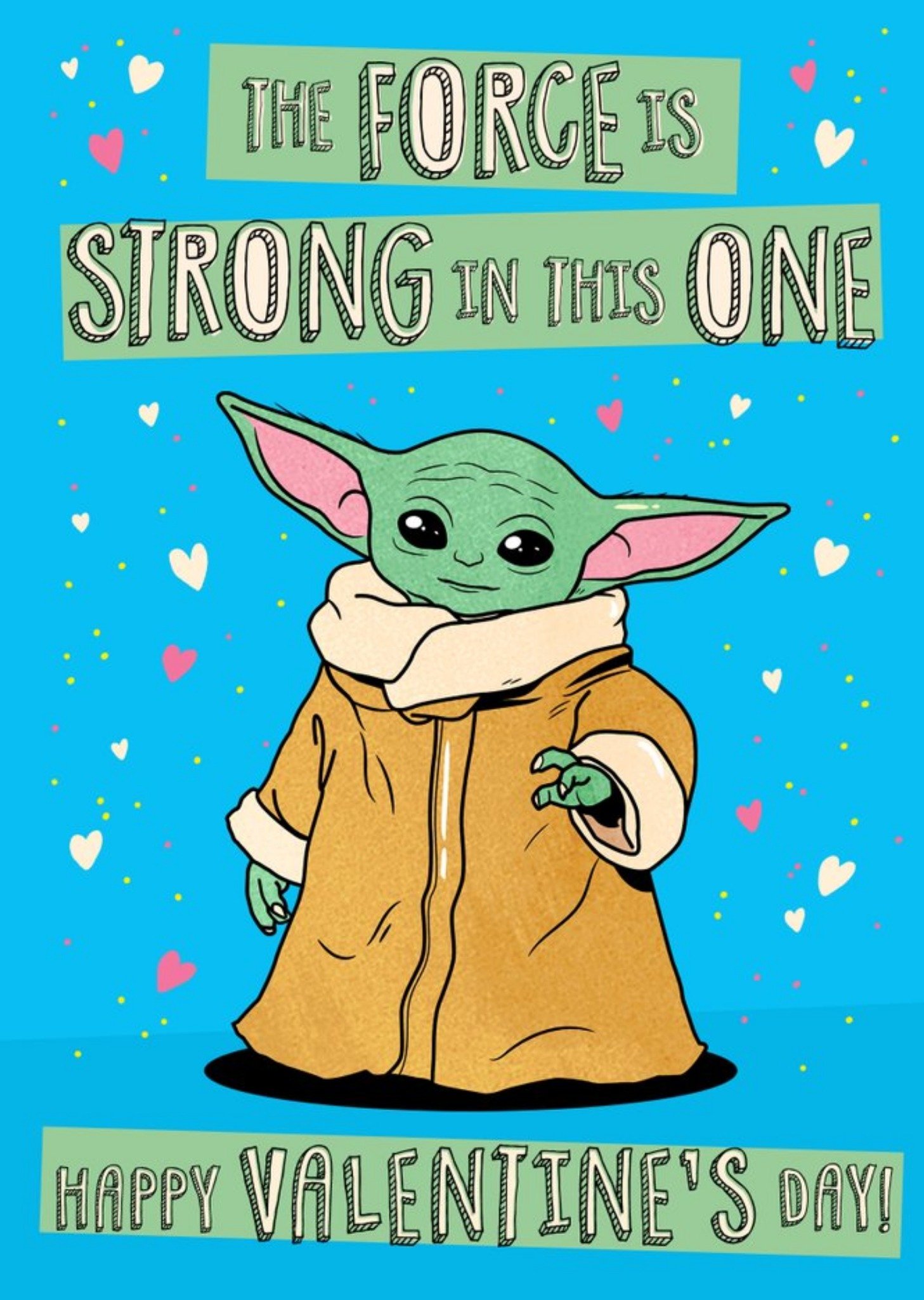 Disney Star Wars The Mandalorian Force Is Strong Baby Yoda Valentine's Card, Large