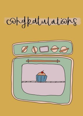 The Lyons Den Illustration Oven Pregnant Congrats Pun Card