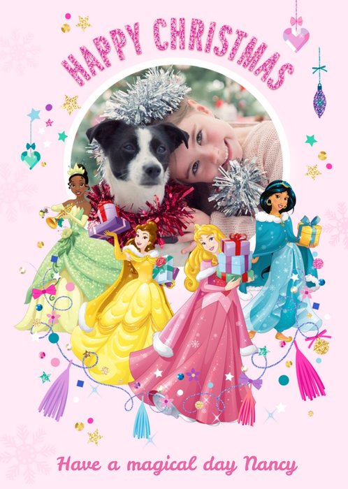 Disney Princess Magical Day Christmas Photo Upload Card