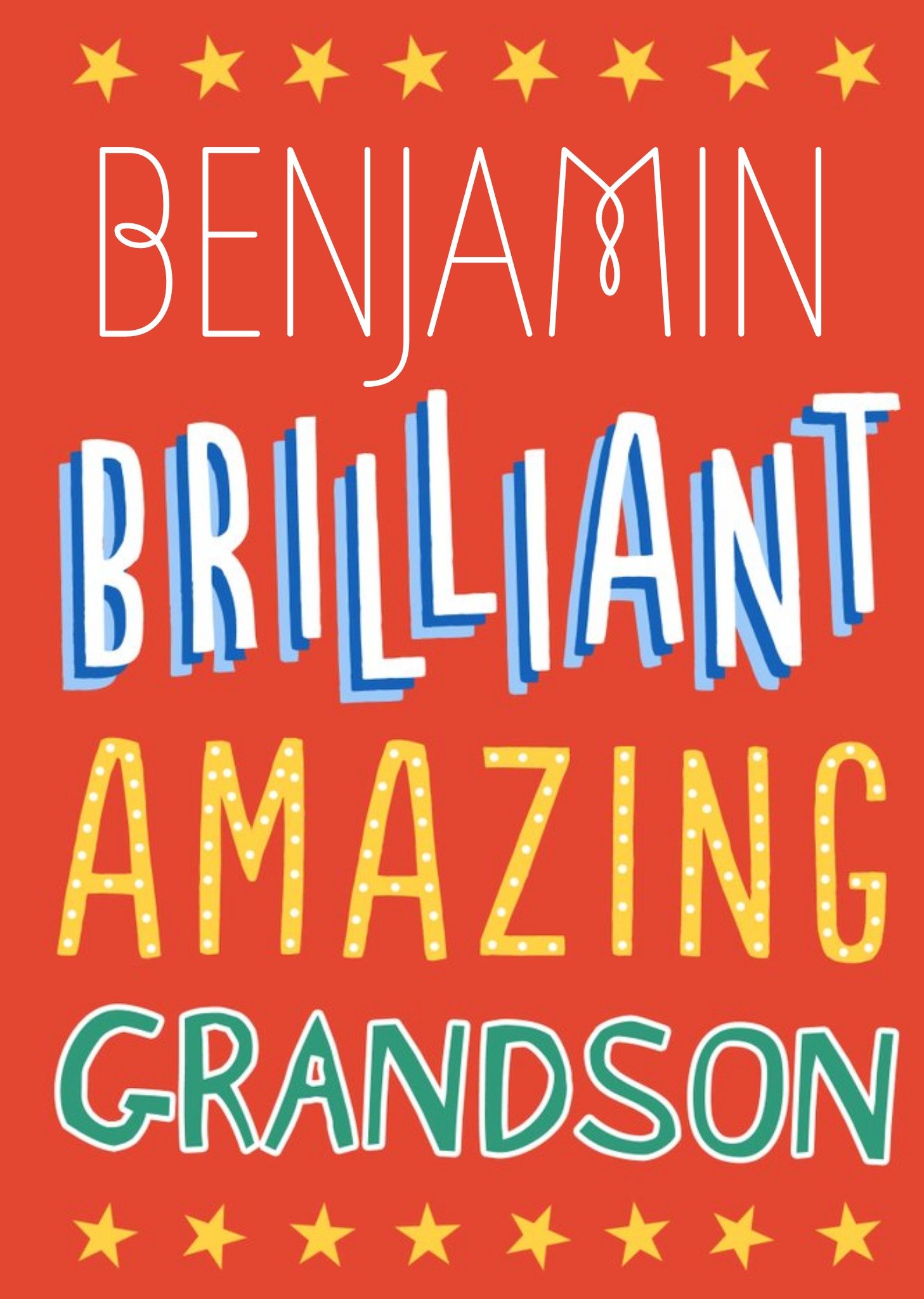 Big Bold Type Brilliant Amazing Grandson Card