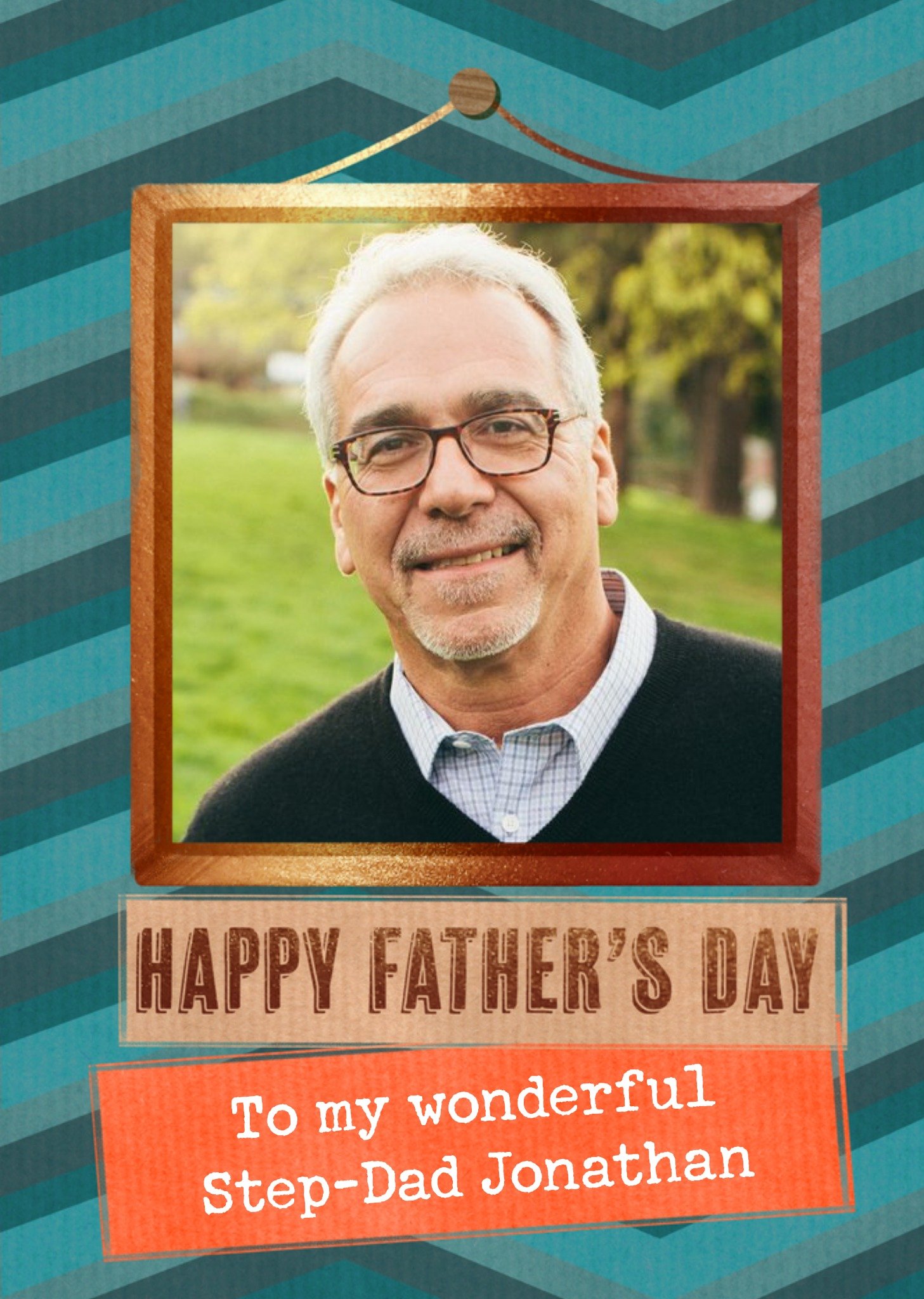 Moonpig To My Wonderful Step Dad Striped Father's Day Photo Upload Card Ecard