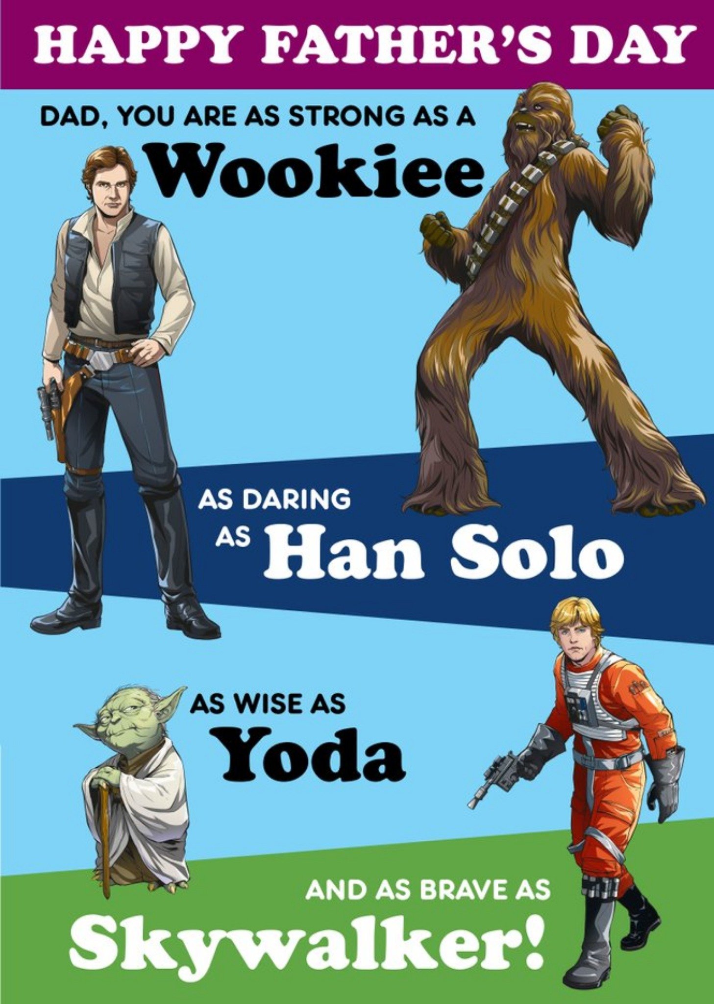 Disney Star Wars Wookiee Hans Yoda Skywalker Fathers Day Card