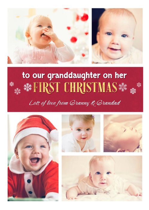 Granddaughters First Christmas Multiple Photo Upload Christmas Card