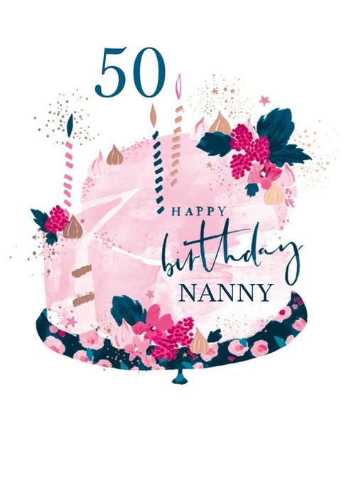 Hotchpotch Watercolour Illustrated Cake Nanny Birthday Card