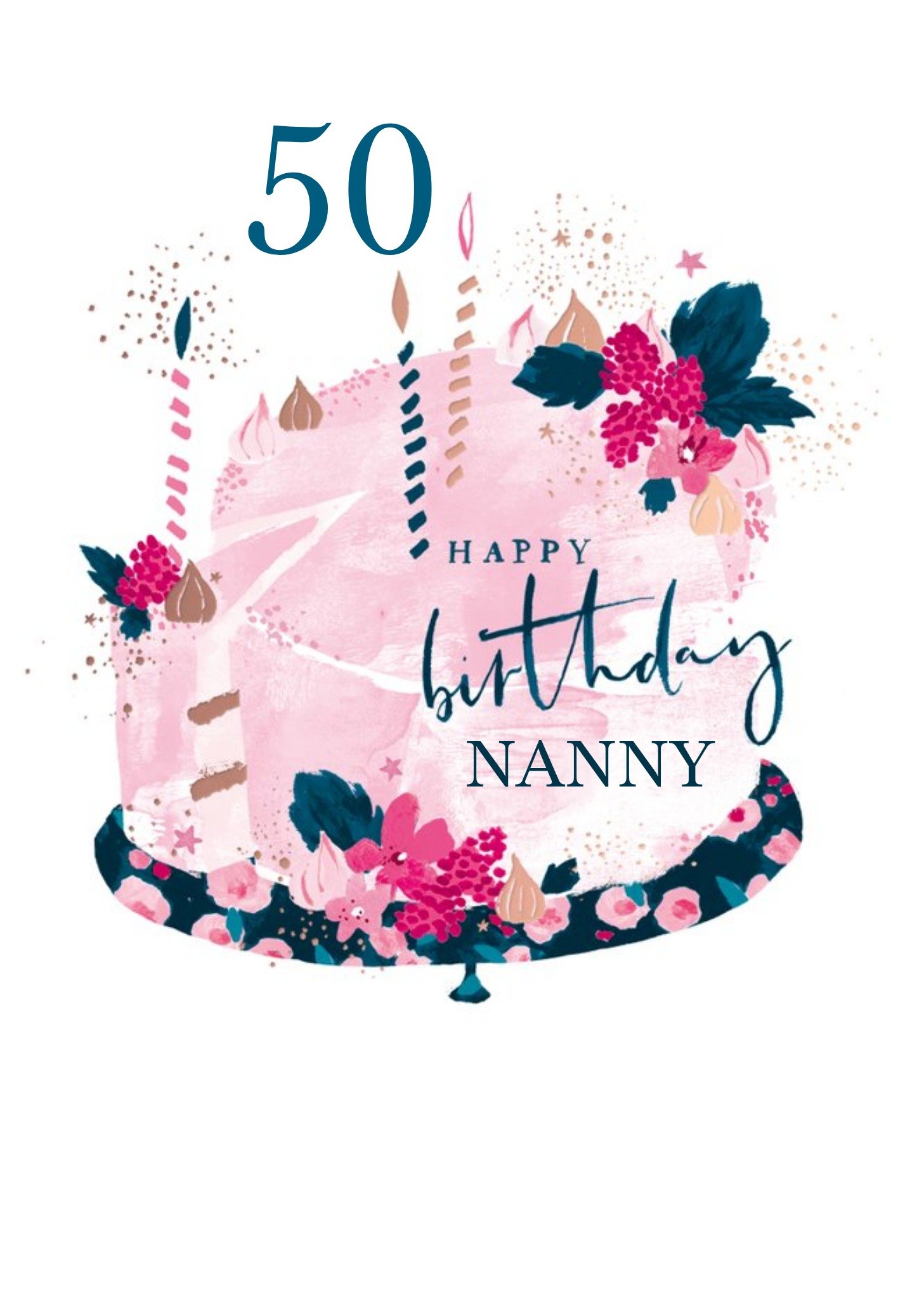 Hotchpotch Watercolour Illustrated Cake Nanny Birthday Card Ecard