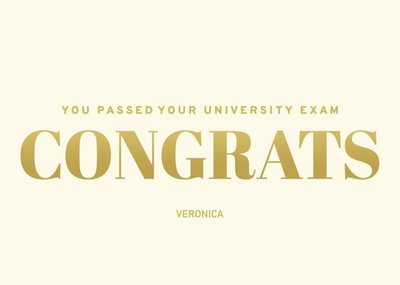 Gold University Exam Congratulations Card