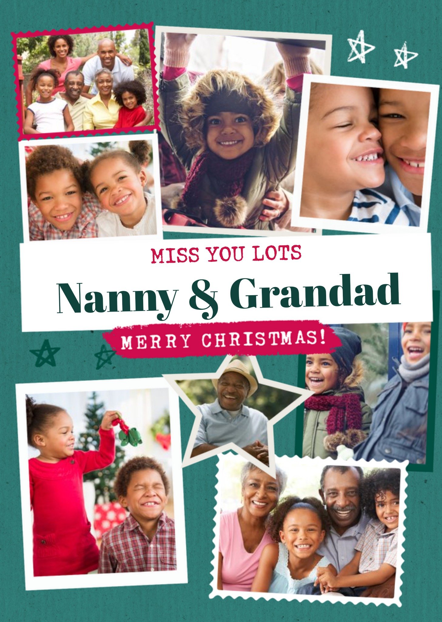 Modern Photo Upload Collage Christmas Card For Nanny And Grandad Ecard